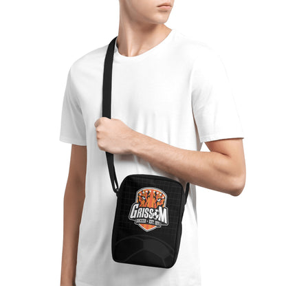 Grissom Men's Soccer Logo and Field Black Cross-Body Style Bag