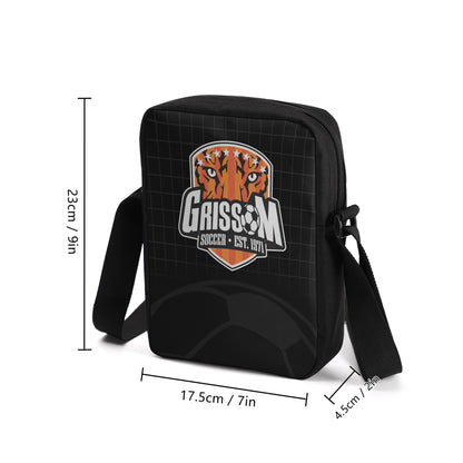 Grissom Men's Soccer Logo and Field Black Cross-Body Style Bag