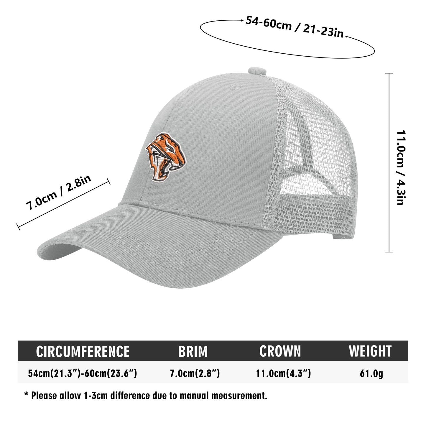 Grissom Tigers Logo Grid Mesh Baseball Cap