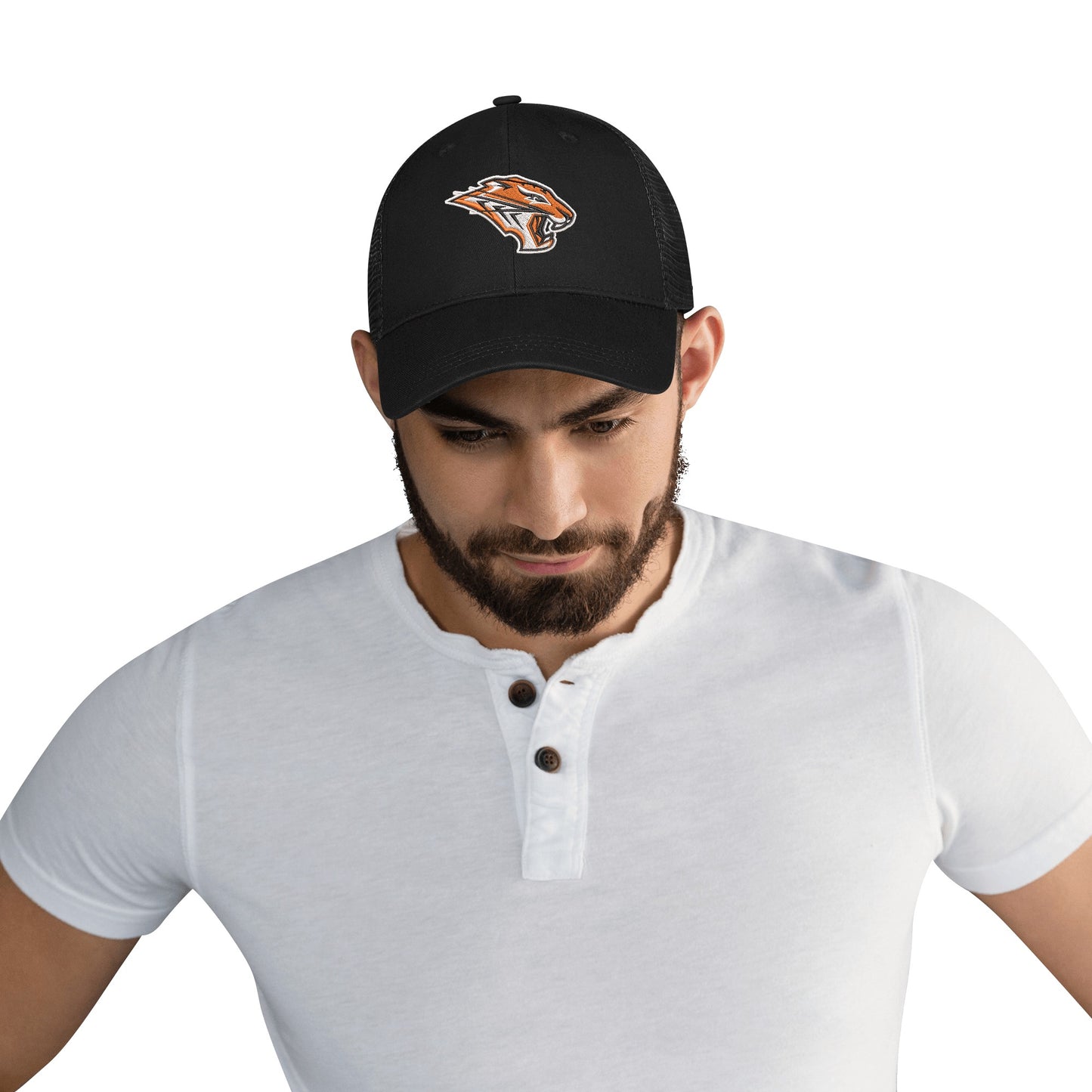 Grissom Tigers Logo Grid Mesh Baseball Cap