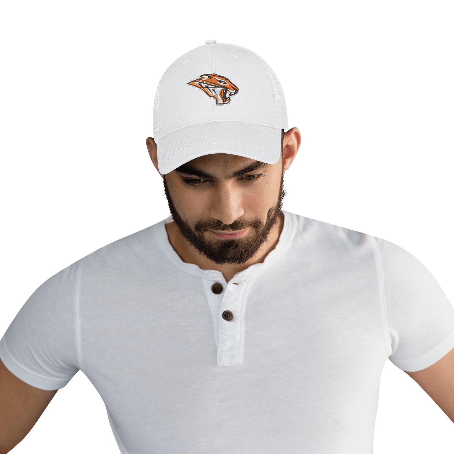 Grissom Tigers Logo Grid Mesh Baseball Cap