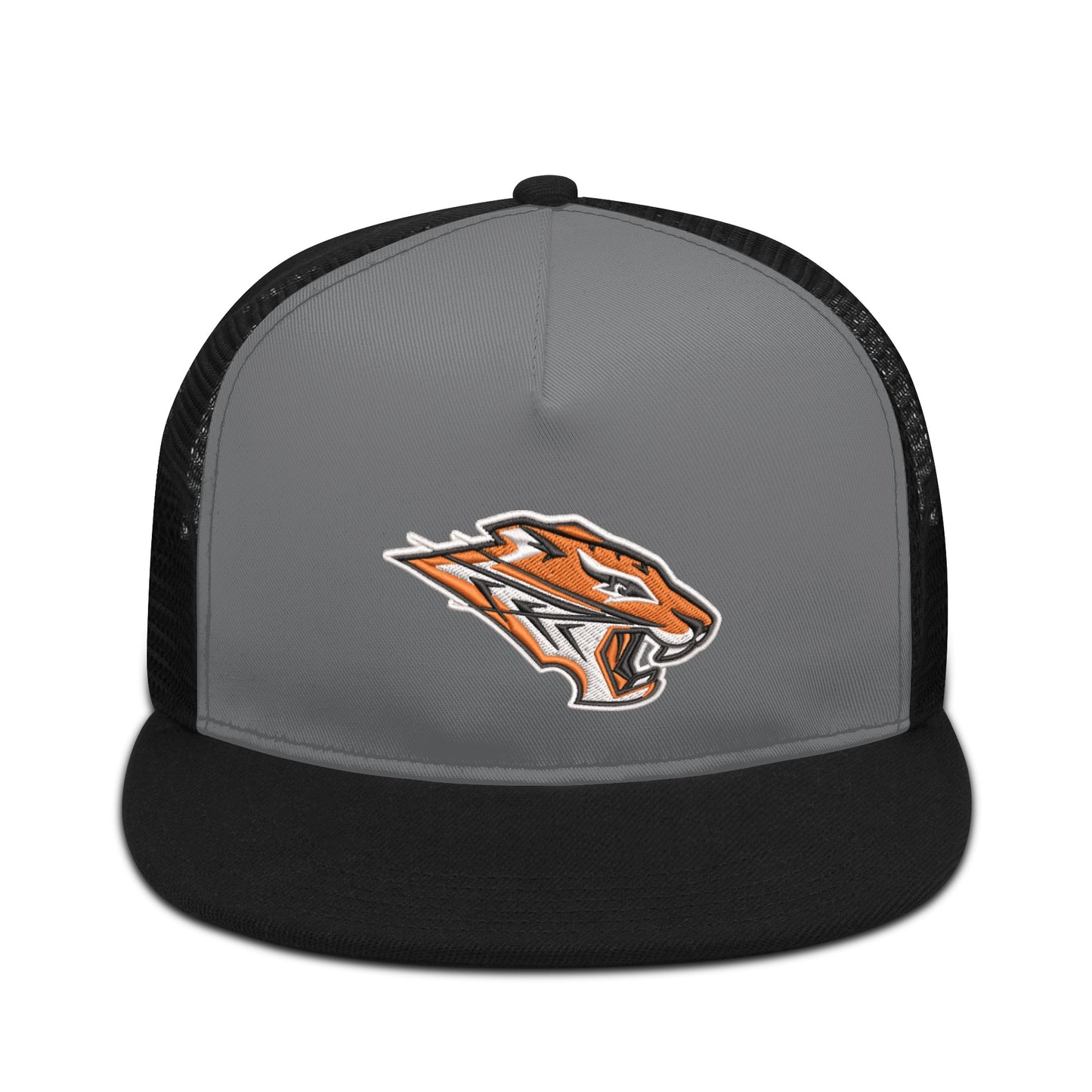 Grissom Tigers Logo Embroidered/Printed Gray Mesh Hat