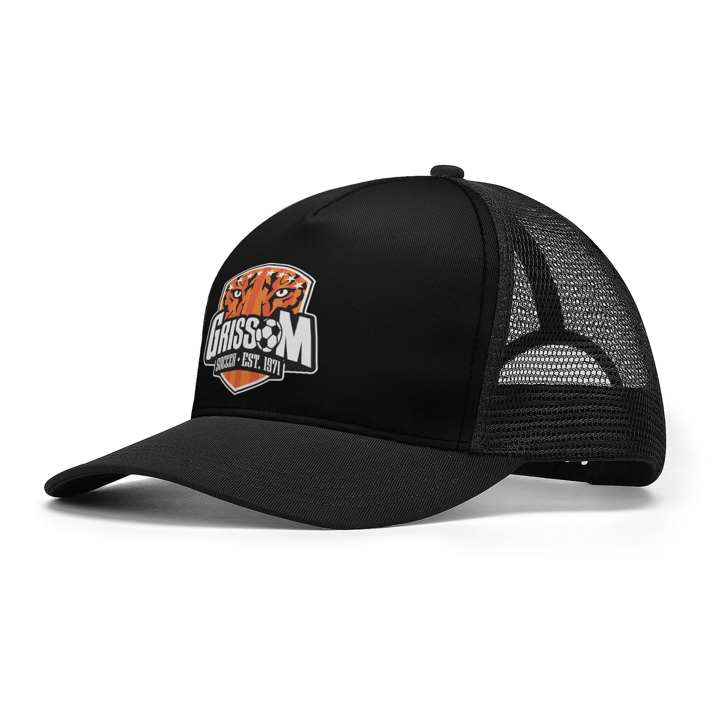 Grissom Men's Soccer Printed Logo Mesh Black Baseball Cap