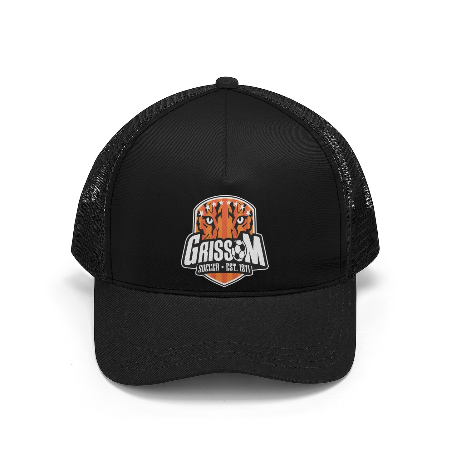 Grissom Men's Soccer Printed Logo Mesh Black Baseball Cap