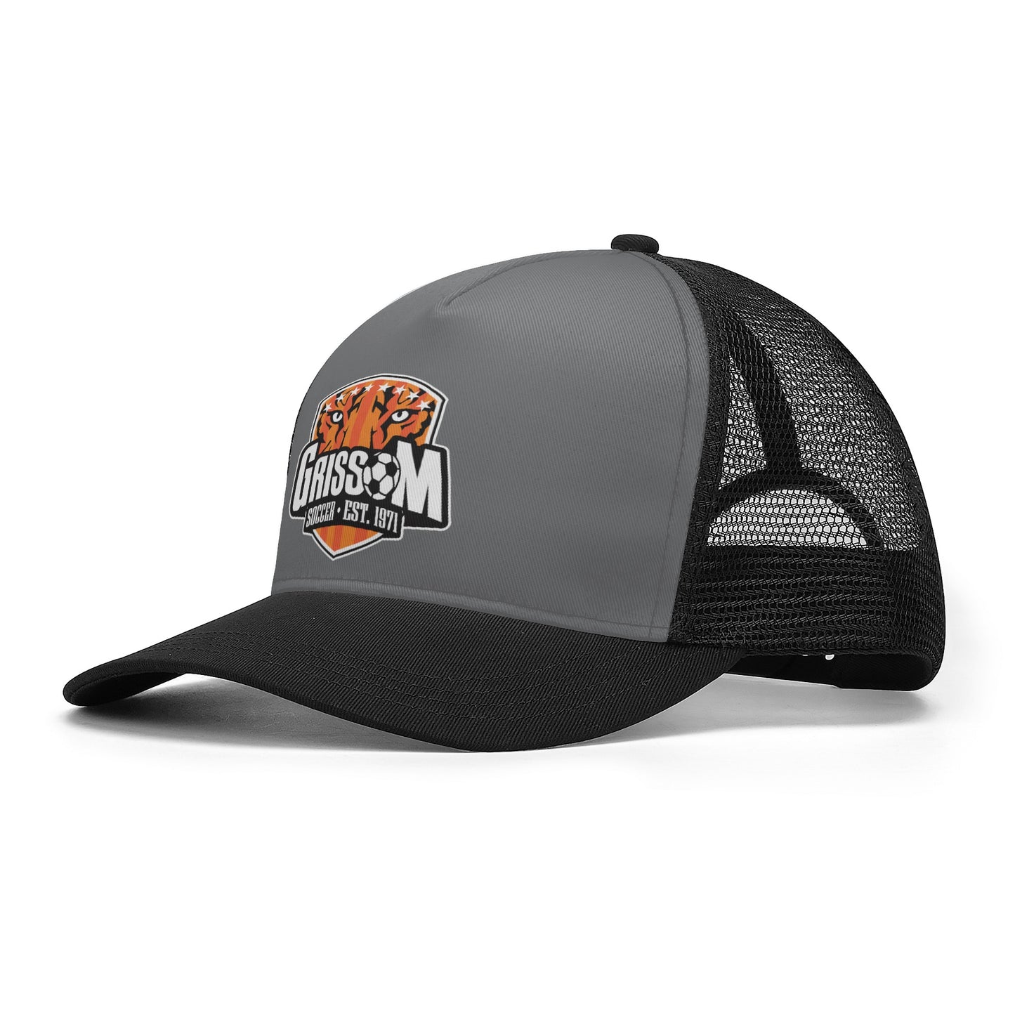 Grissom Men's Soccer Printed Logo Mesh Gray Baseball Cap