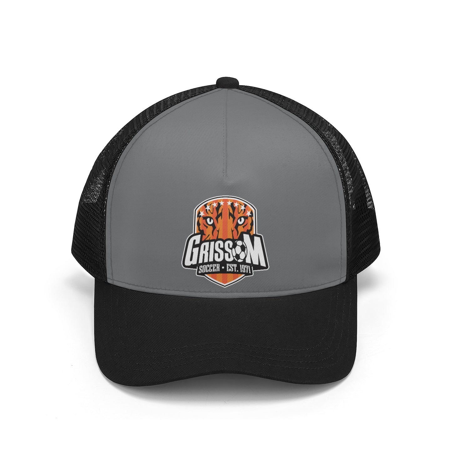 Grissom Men's Soccer Printed Logo Mesh Gray Baseball Cap