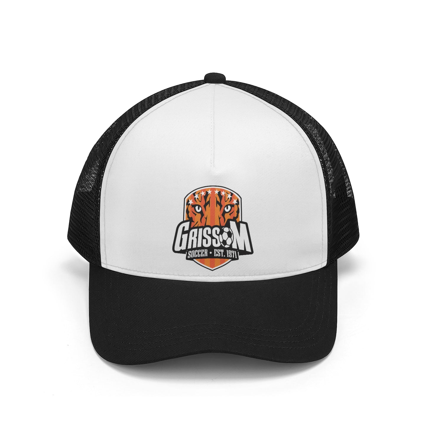 Grissom Men's Soccer Printed Logo Mesh White Baseball Cap