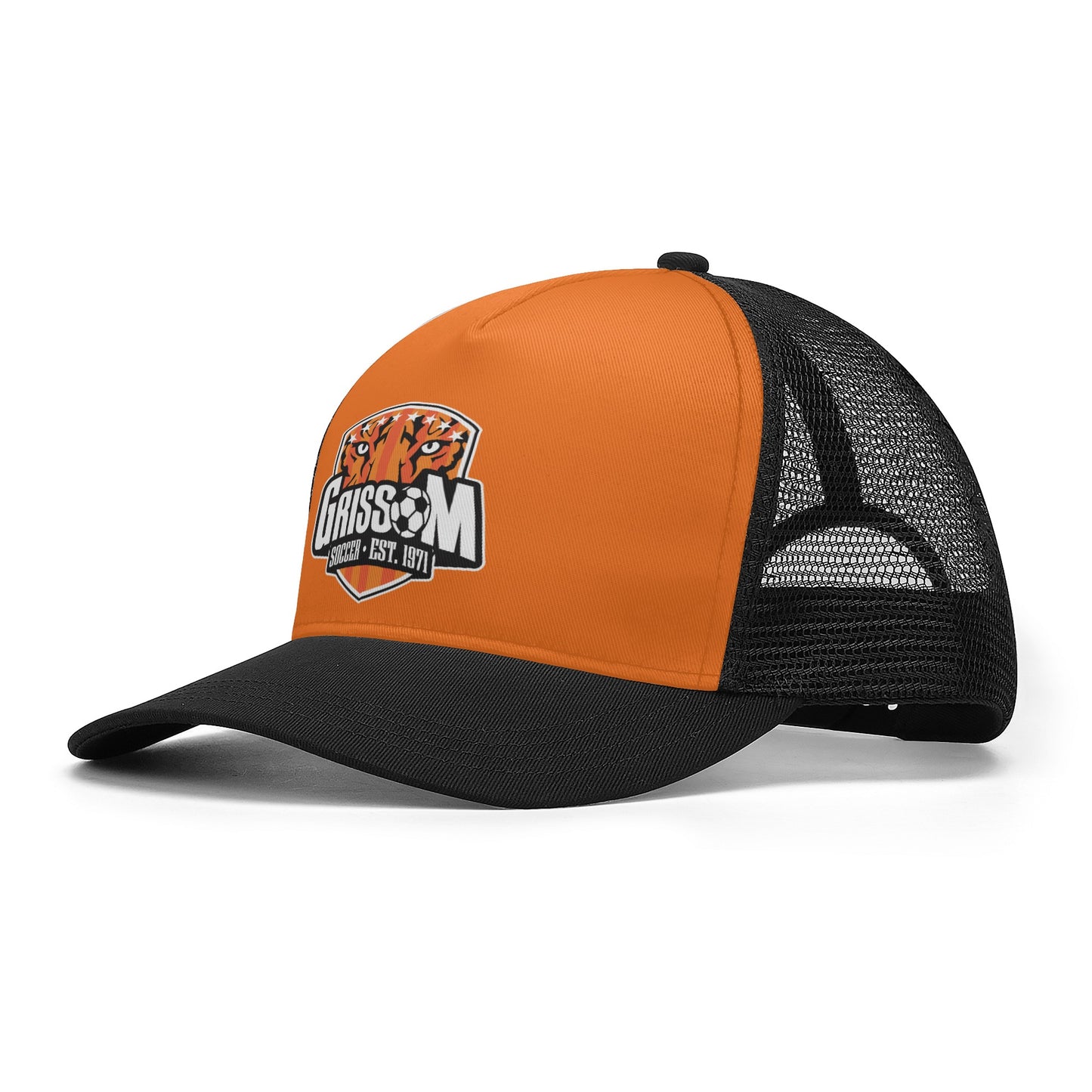 Grissom Men's Soccer Printed Logo Mesh Orange Baseball Cap