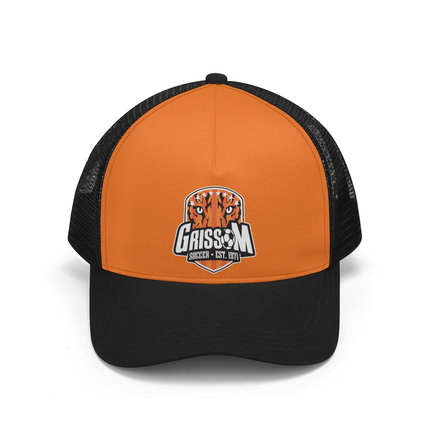 Grissom Men's Soccer Printed Logo Mesh Orange Baseball Cap