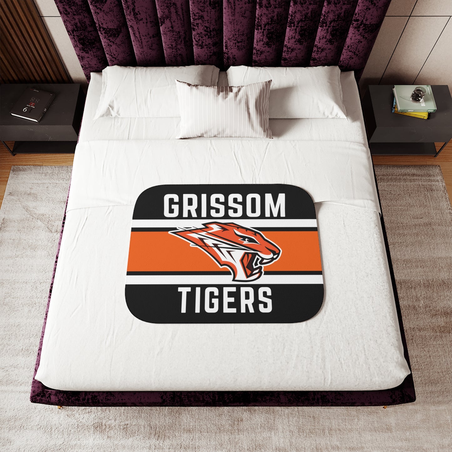 Grissom Tiger's Logo Black/Orange Plush Blanket