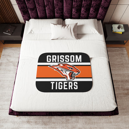 Grissom Tiger's Logo Black/Orange Plush Blanket