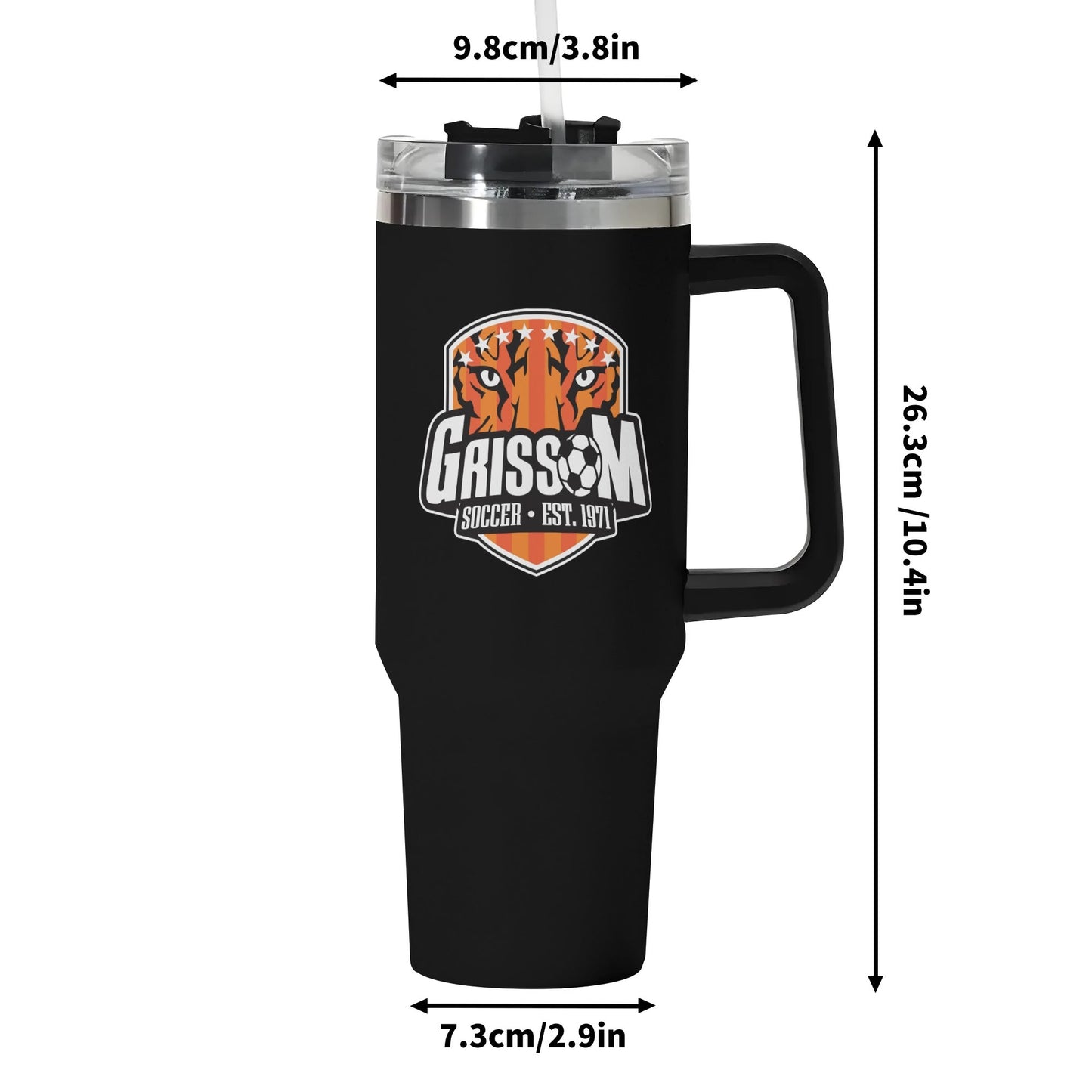 Grissom Soccer Logo 40oz Stainless Steel Tumbler