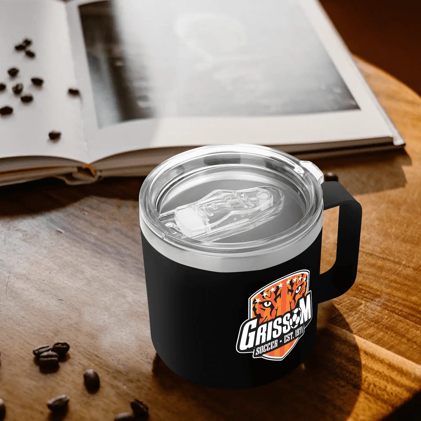 Grissom Mens Soccer 14oz Stainless Steel Coffee Mug