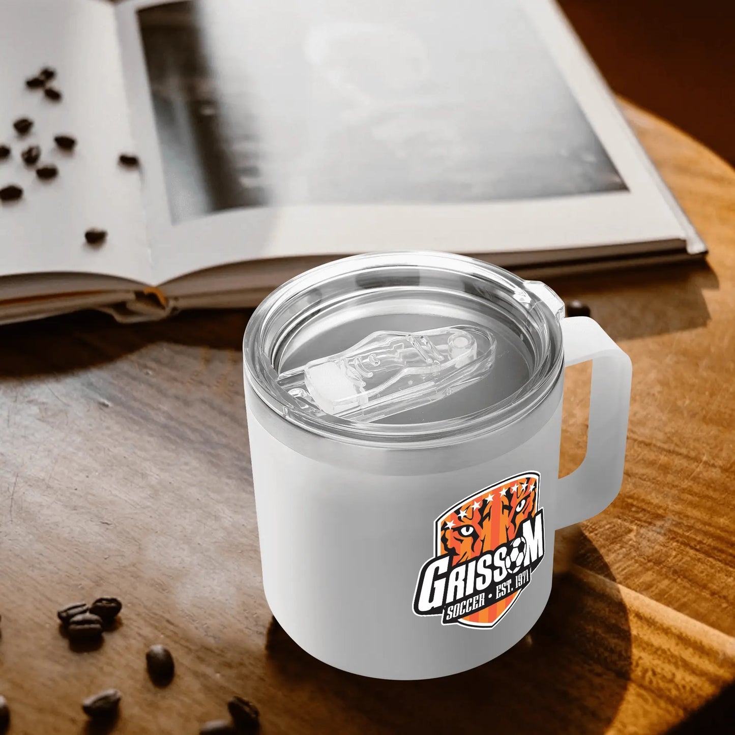 Grissom Mens Soccer 14oz Stainless Steel Coffee Mug