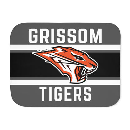 Grissom Tiger's Logo Gray Sherpa Blanket