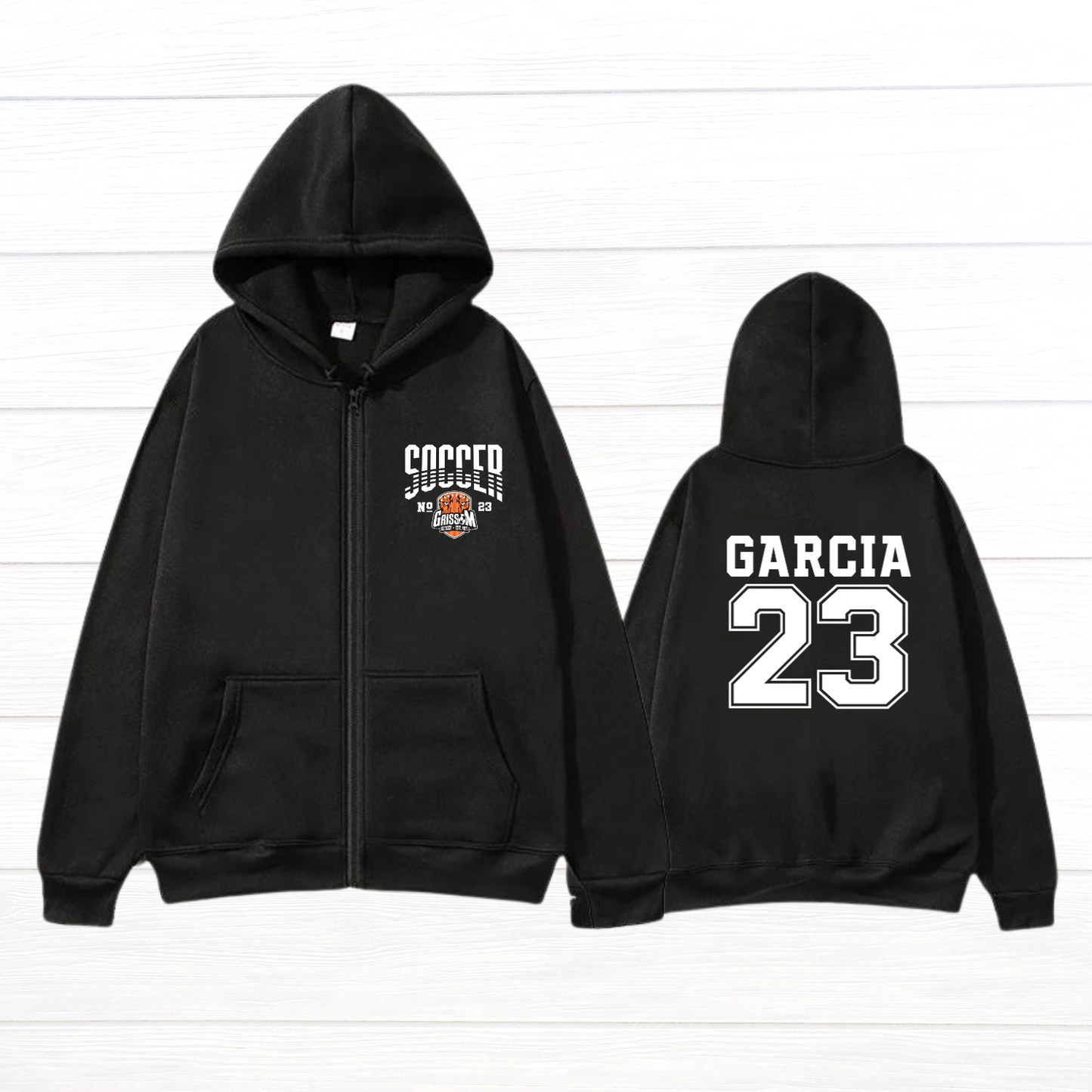 Front/Back Name-Number Soccer Zippered