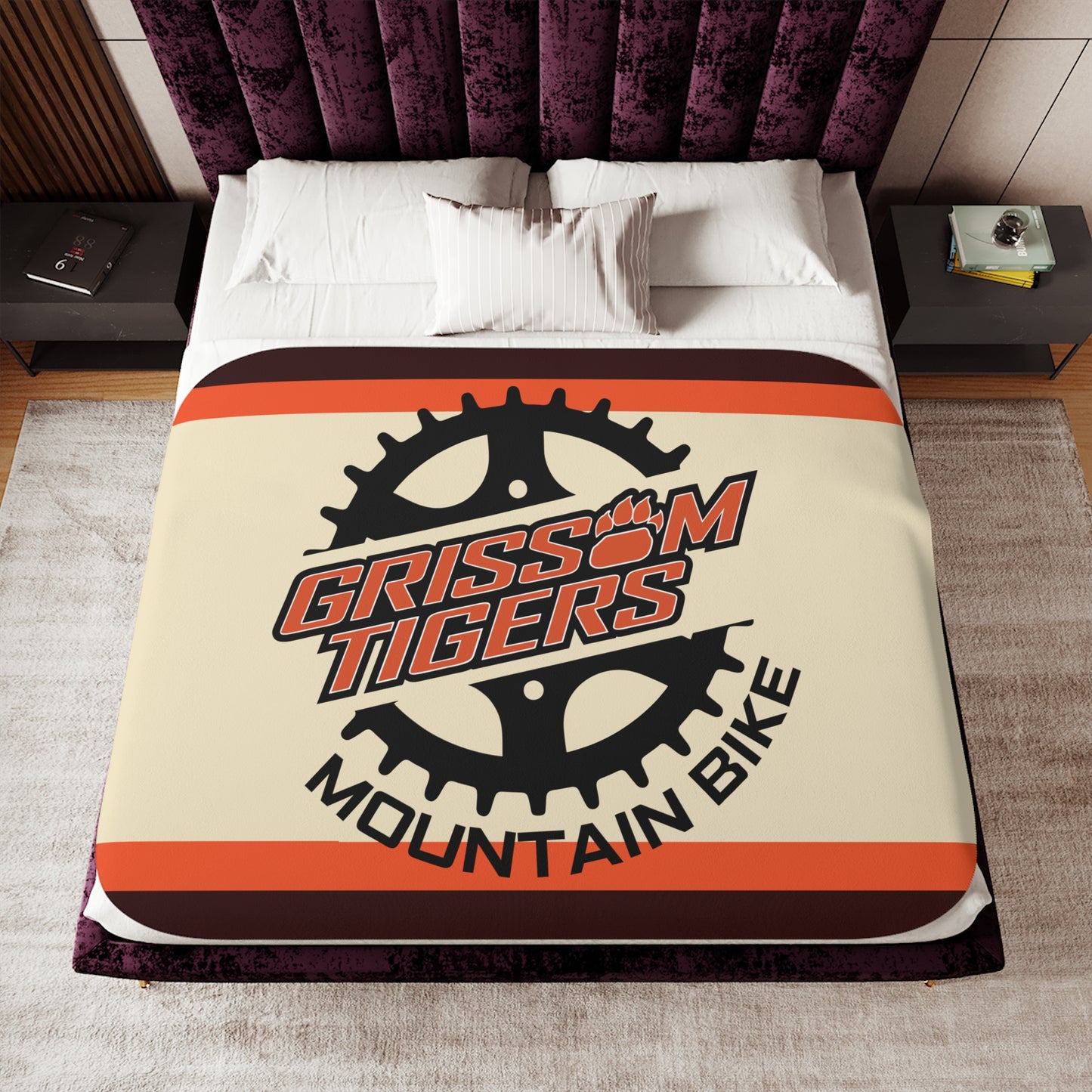 Grissom Mountain Gears Orange/Brown SHERPA Blanket