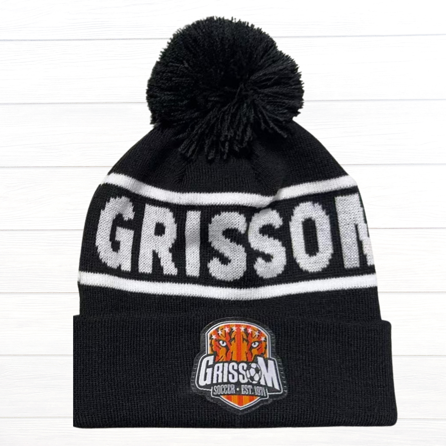 Grissom Soccer Patch POM-POM Beanie