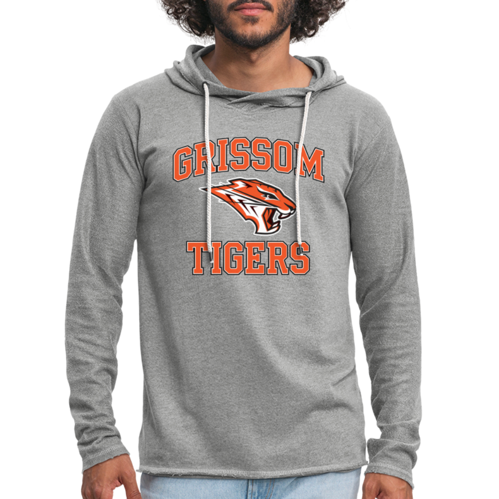 Grissom Tigers Logo Unisex Lightweight Terry Hoodie - heather gray