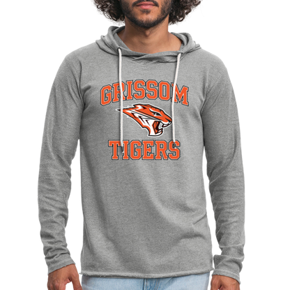 Grissom Tigers Logo Unisex Lightweight Terry Hoodie - heather gray