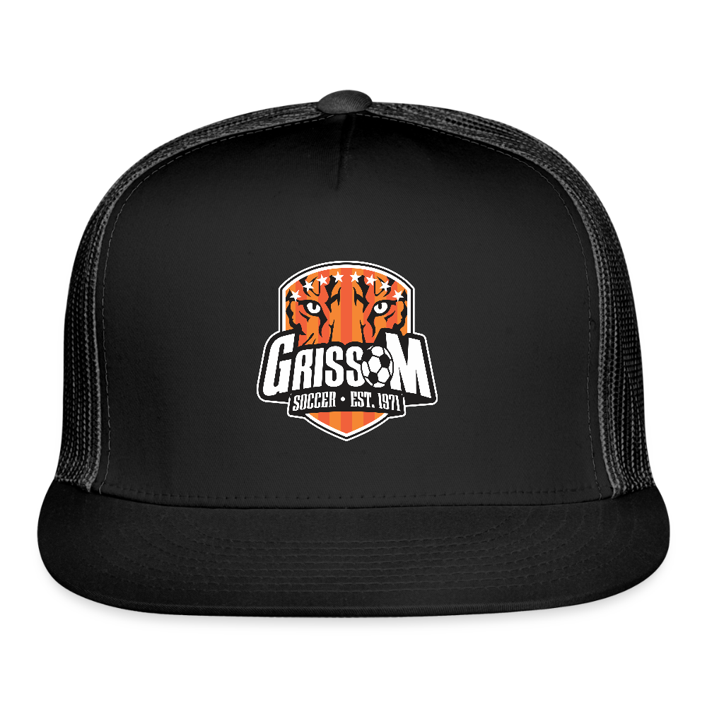Grissom Soccer Logo Trucker Hat - black/black