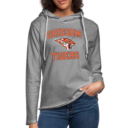 Grissom Tigers Logo Unisex Lightweight Terry Hoodie - heather gray