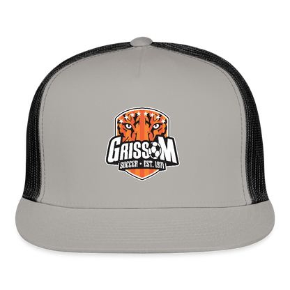Grissom Soccer Logo Trucker Hat - gray/black