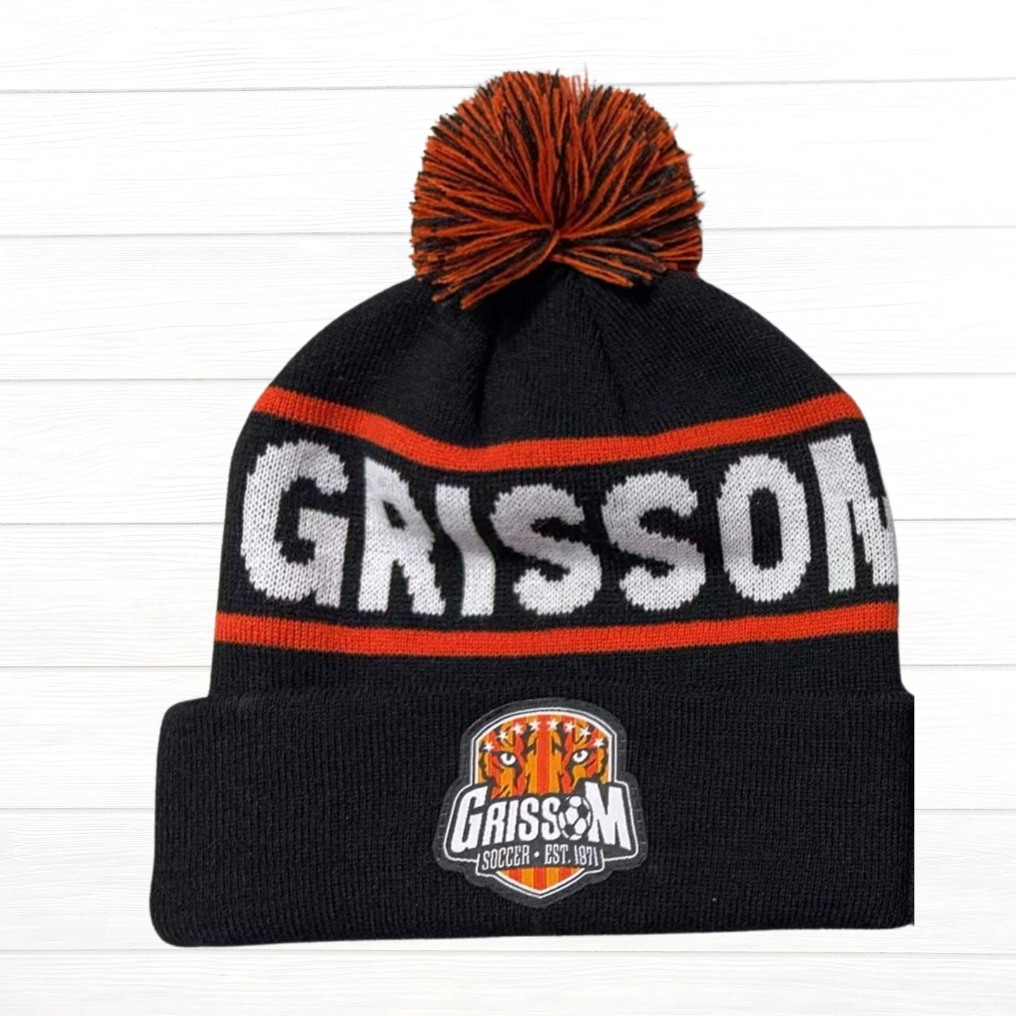 Grissom Soccer Patch POM-POM Beanie
