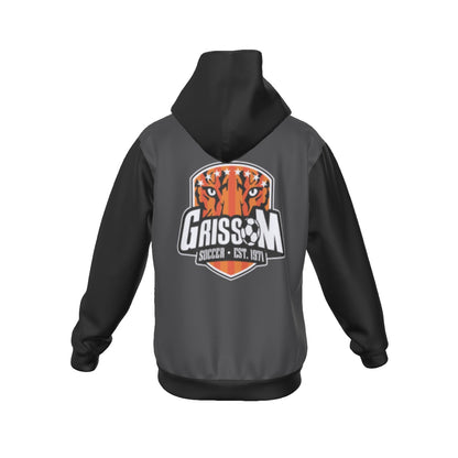 Sherpa Fleece Zip Up Hoodie (Gray/Black)