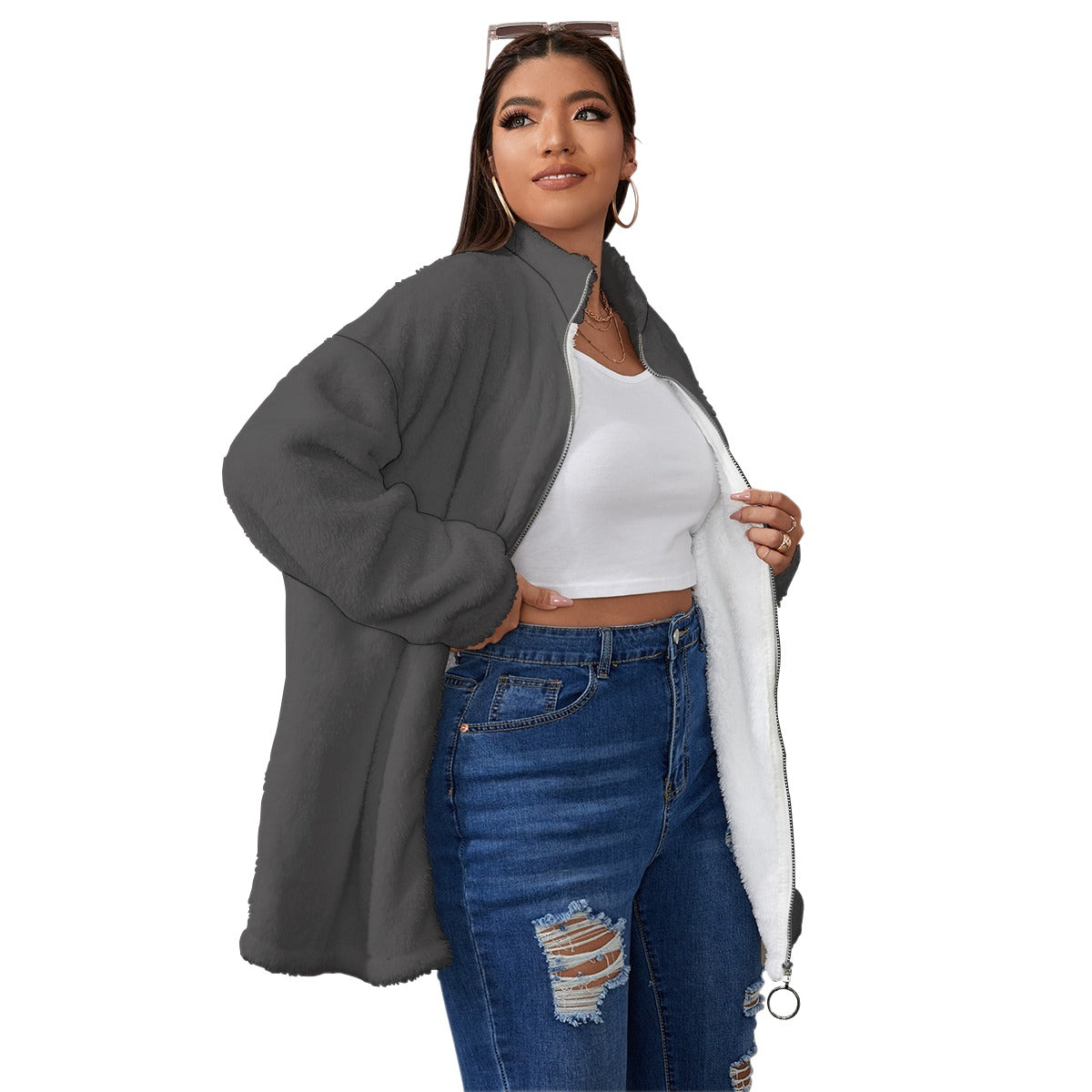 Men's Soccer Logo Fleece Stand-up Collar (Gray)