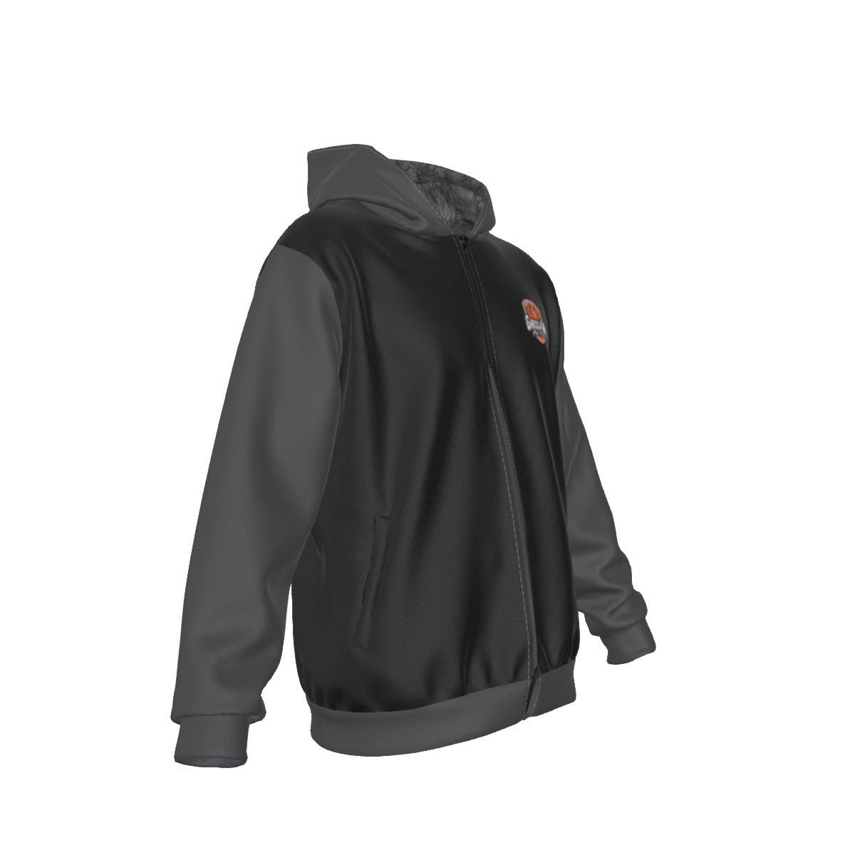 Sherpa Fleece Zip Up Hoodie (Black/Gray)