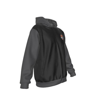 Sherpa Fleece Zip Up Hoodie (Black/Gray)