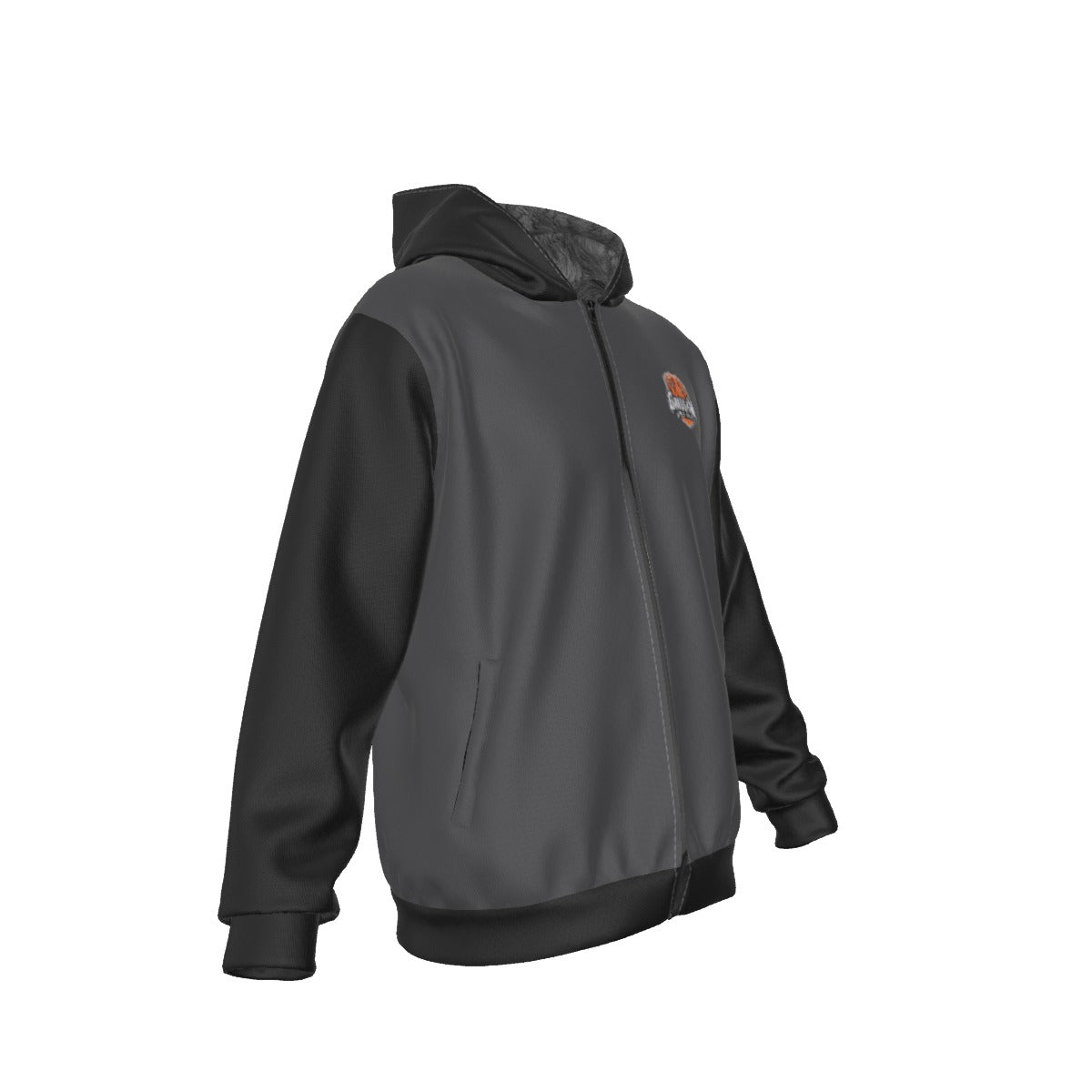 Sherpa Fleece Zip Up Hoodie (Gray/Black)