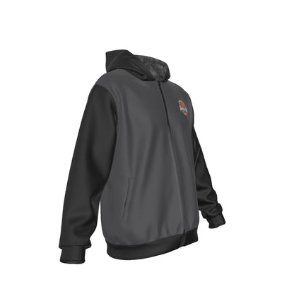 Sherpa Fleece Zip Up Hoodie (Gray/Black)