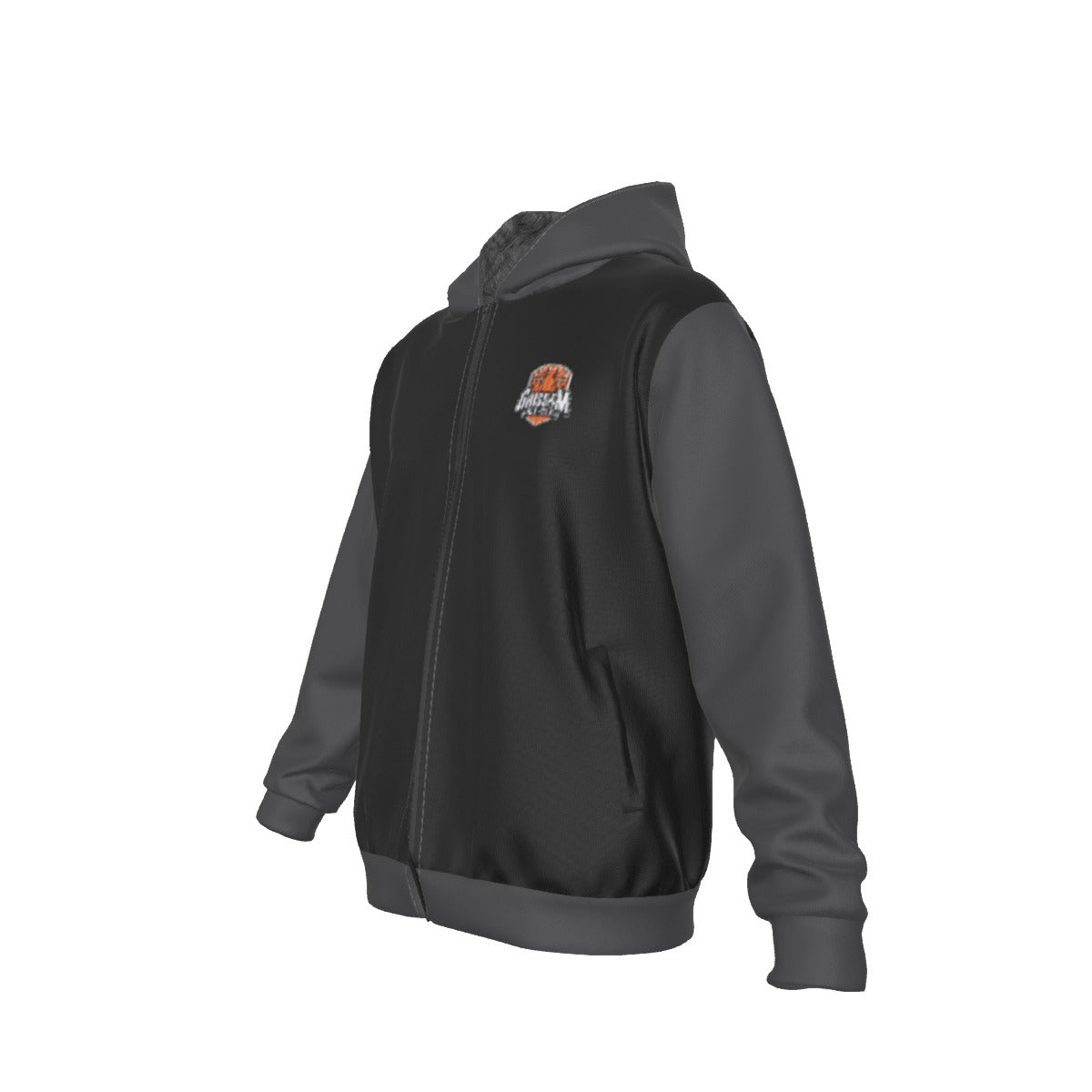 Sherpa Fleece Zip Up Hoodie (Black/Gray)