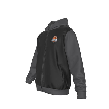 Sherpa Fleece Zip Up Hoodie (Black/Gray)