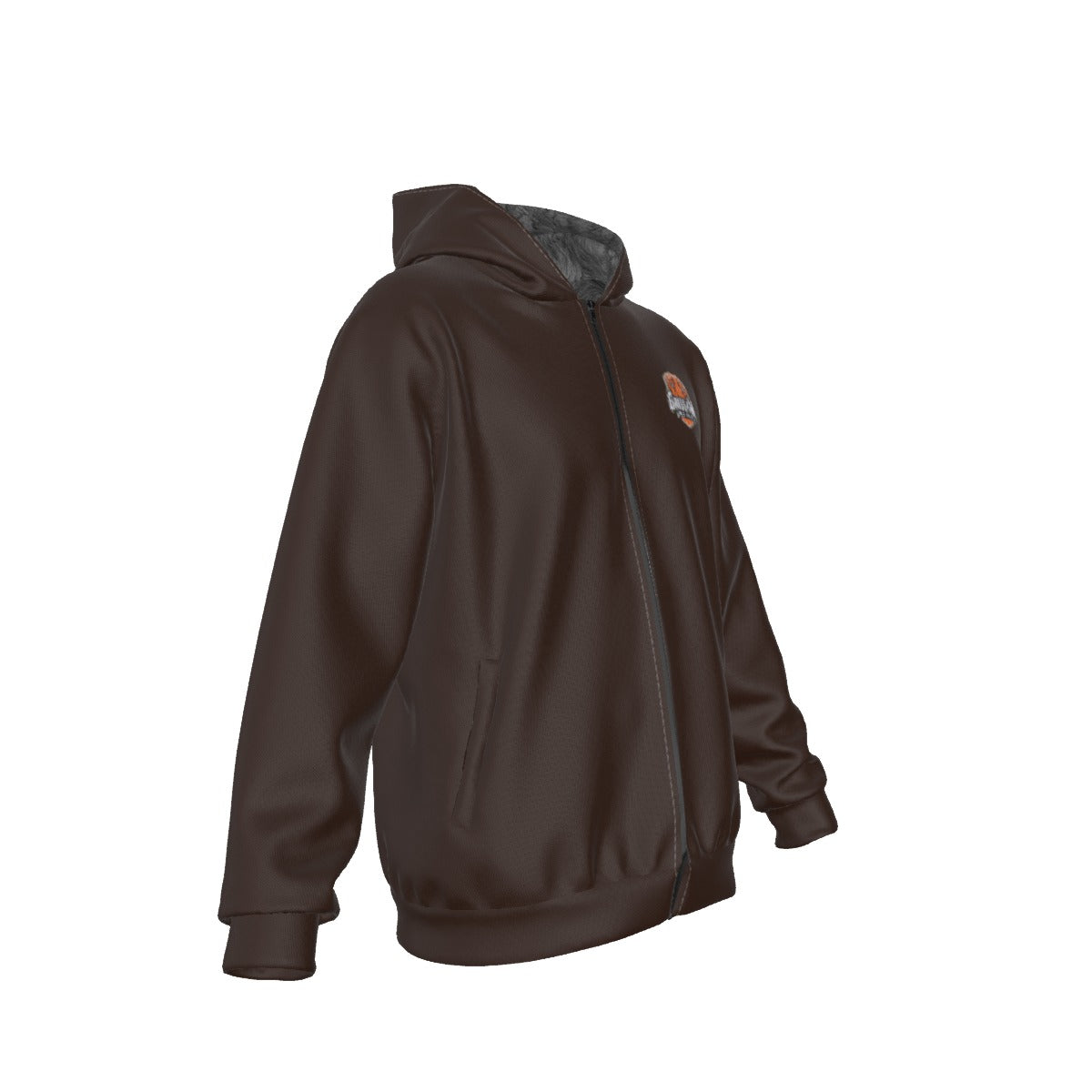Sherpa Fleece Zip Up Hoodie (Brown)