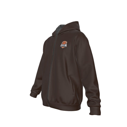 Sherpa Fleece Zip Up Hoodie (Brown)