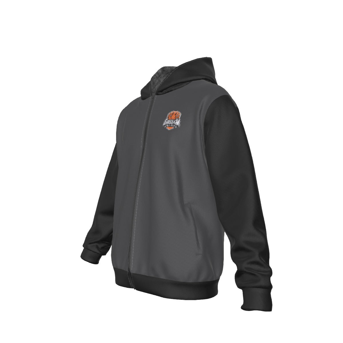 Sherpa Fleece Zip Up Hoodie (Gray/Black)