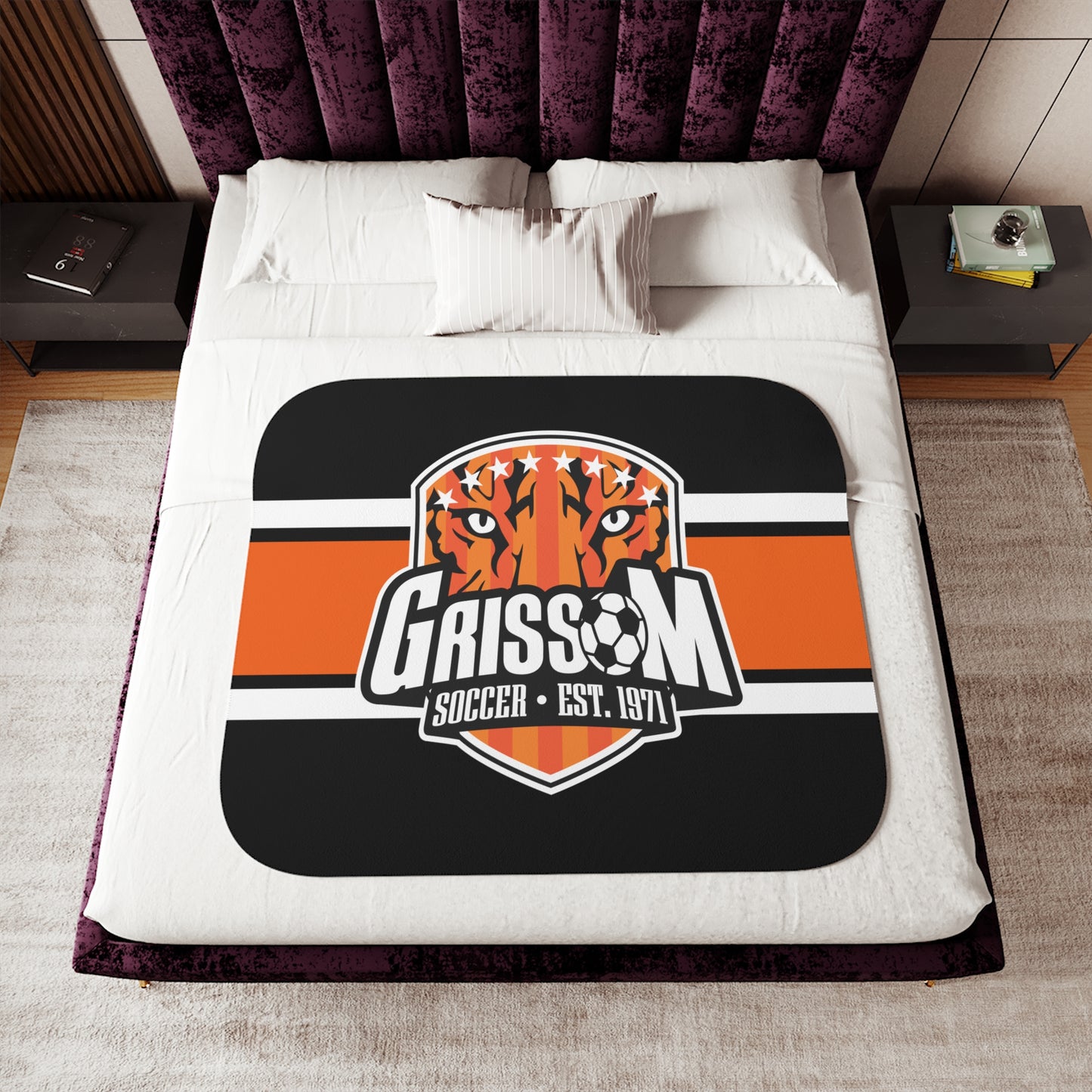 Grissom Men's Soccer Logo Black Blanket