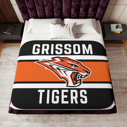 Grissom Tiger's Logo Black/Orange Plush Blanket