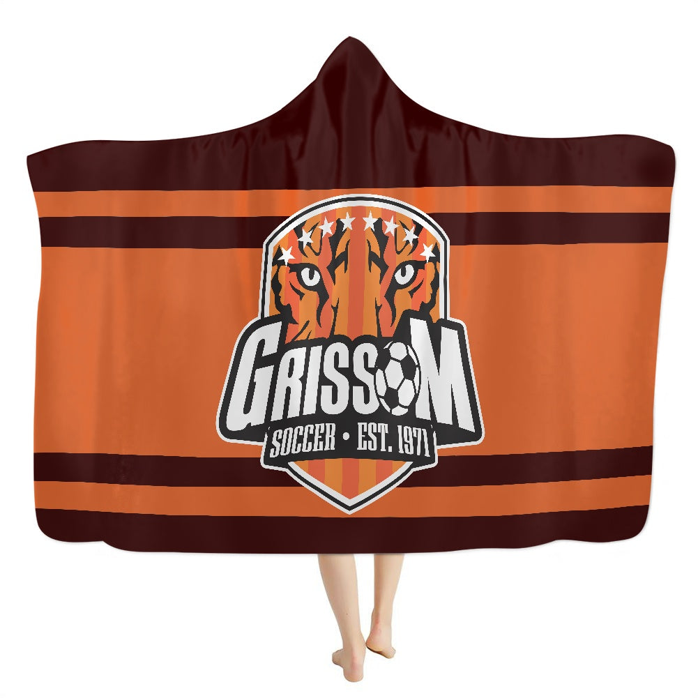 Grissom Soccer Brown Hooded Blanket