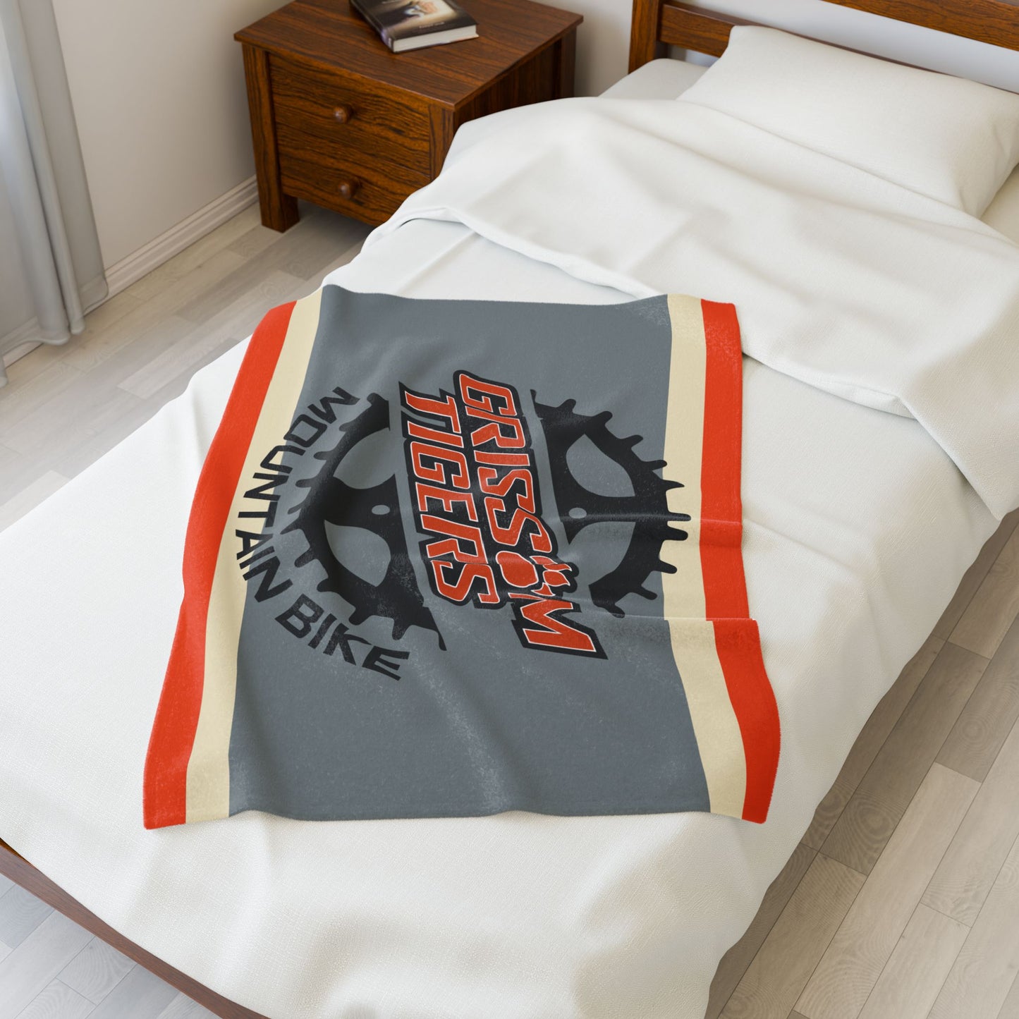 Grissom Mountain Bike Orange/Gray Velveteen Plush Blanket