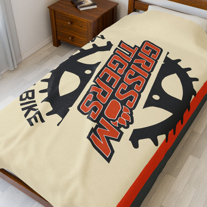 Grissom Mountain Bike Beige/Gray Velveteen Plush Blanket