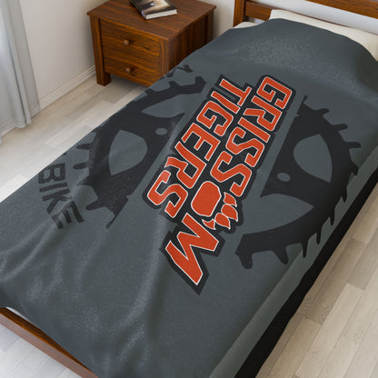 Grissom Mountain Bike Gray/Black Velveteen Plush Blanket