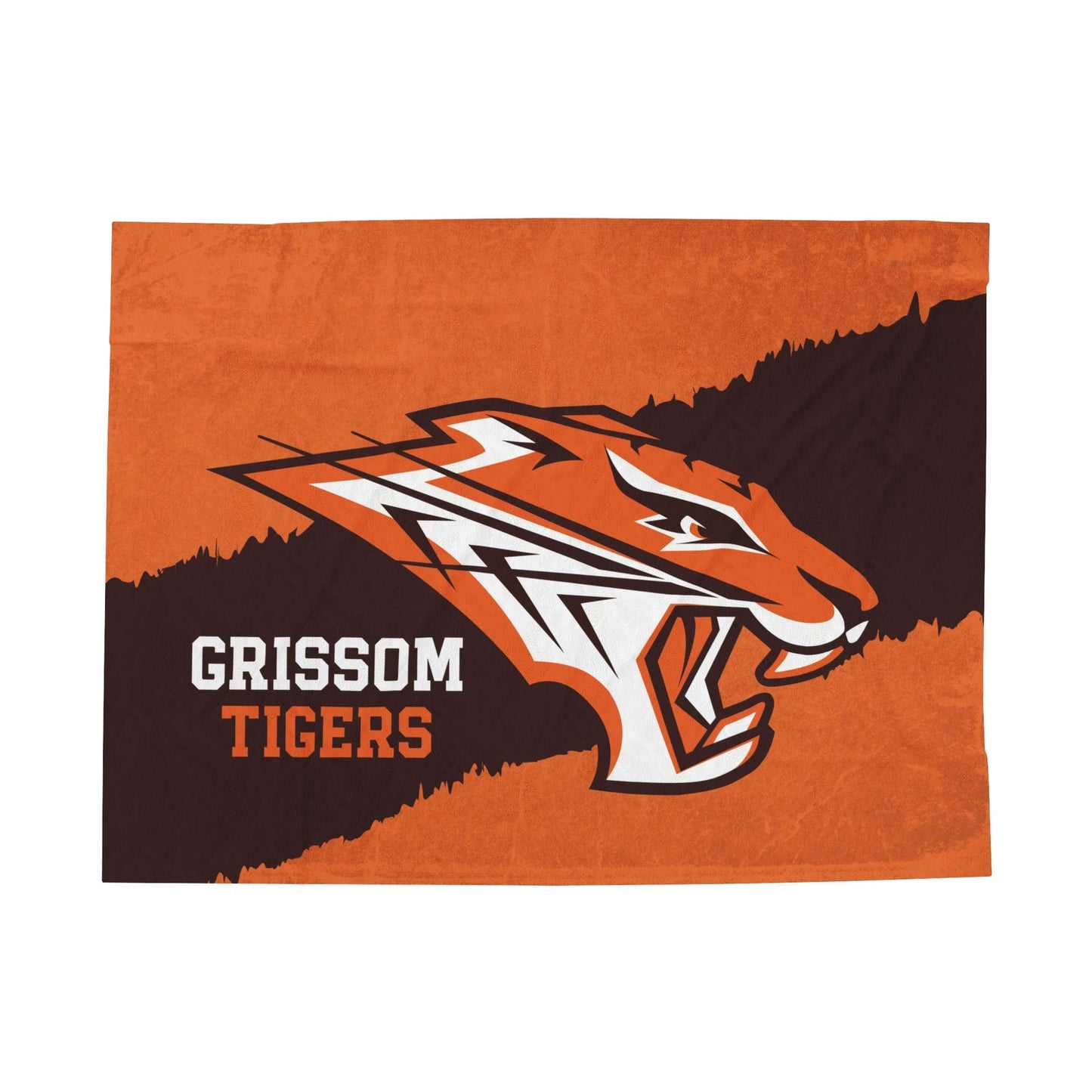 Grissom Tiger's Logo Rustic Orange Velveteen Plush Blanket