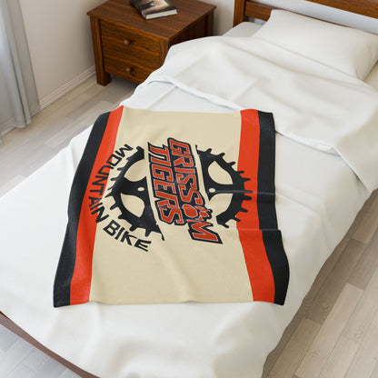 Grissom Mountain Bike Beige/Black Velveteen Plush Blanket