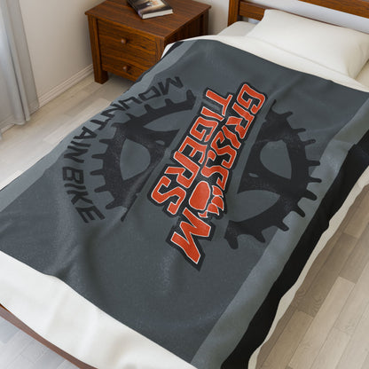 Grissom Mountain Bike Gray/Black Velveteen Plush Blanket
