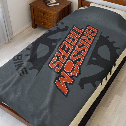 Grissom Mountain Bike Gray/Beige Velveteen Plush Blanket