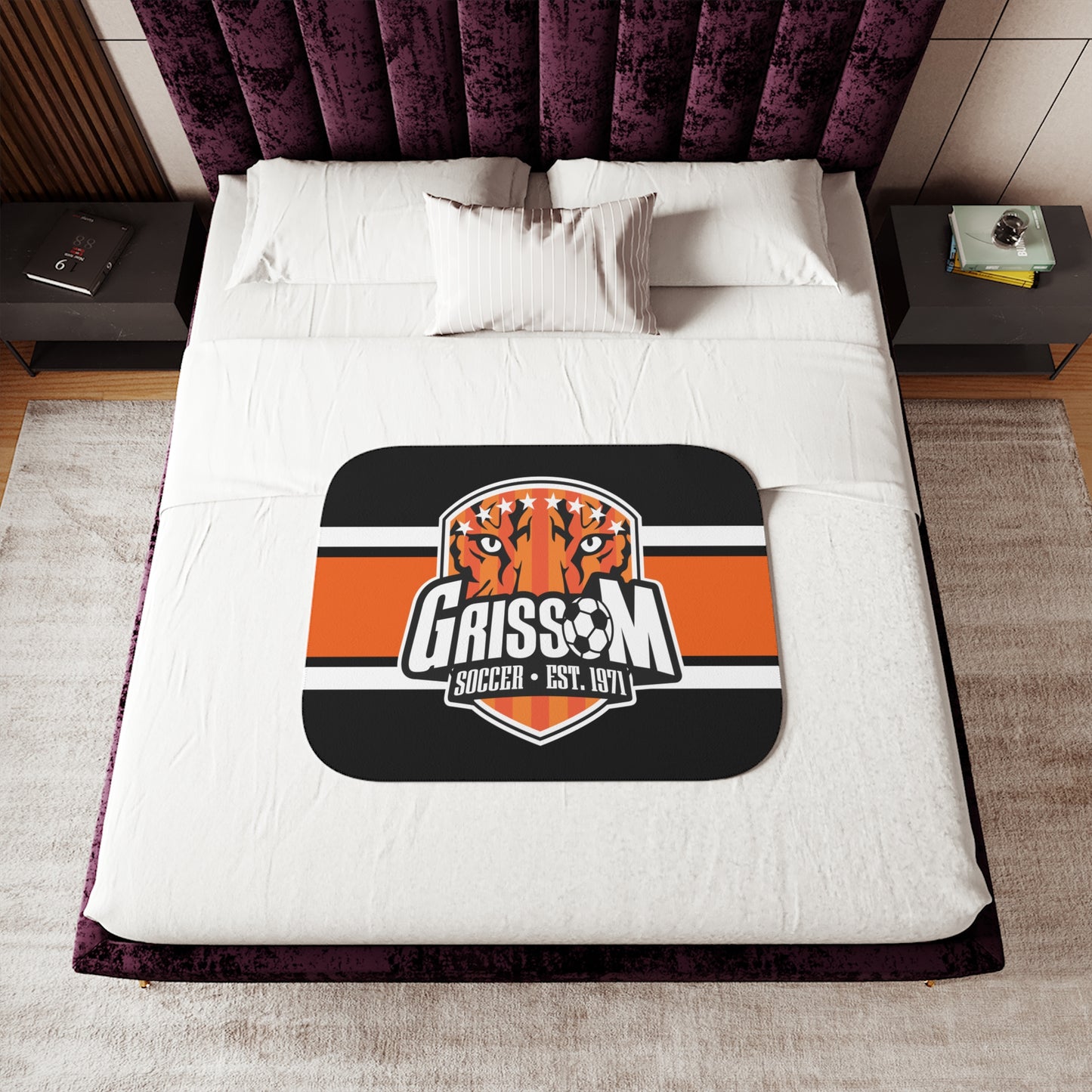 Grissom Men's Soccer Logo Black Blanket